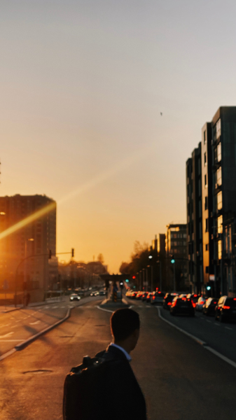 Porto street at sunset